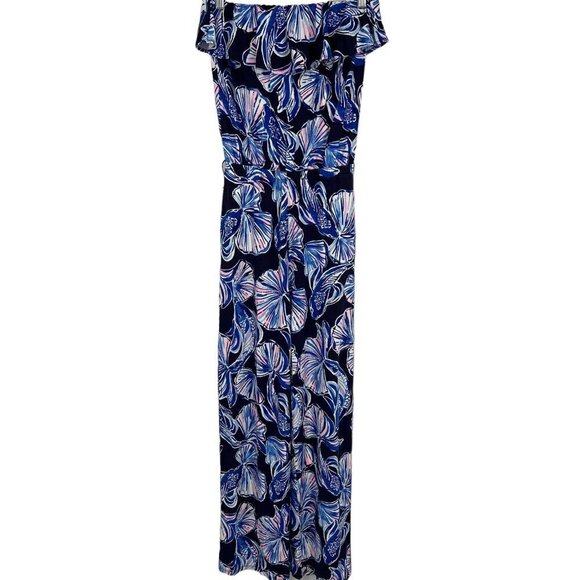 Lilly Pulitzer Pants - Lilly Pulitzer Alathea Jumpsuit Size XS Bright Navy in Reel Life Off Shoulder